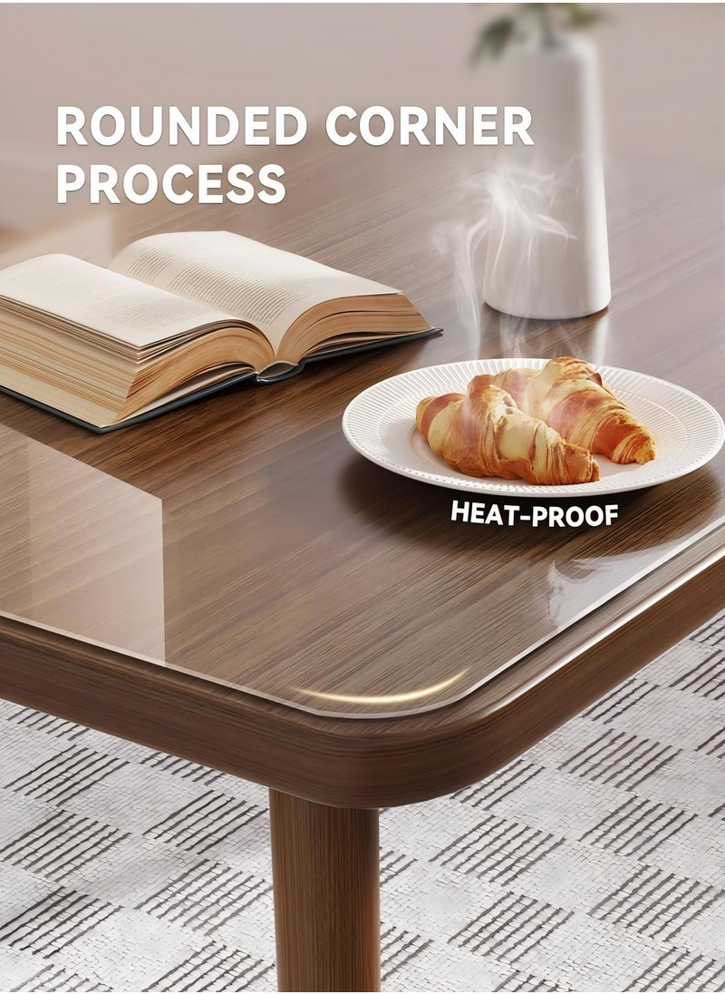 Transparent Tablecloth Rectangle Table Protector Wipeable Table Cover Sound Absorbent Waterproof Wash-free Tablecloth 120*80CM