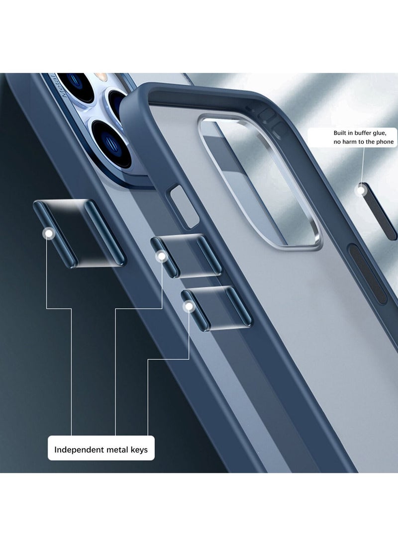 Color Fans - Magnetic Case For iPhone 14 Pro Max 6.7 inch Shockproof Metal Lens Frame Clear Matte Cover Blue - Image 1