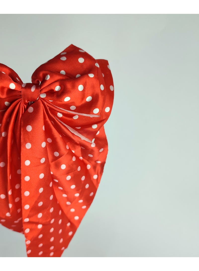 Large satin bow hair clip - high quality material - Image 4