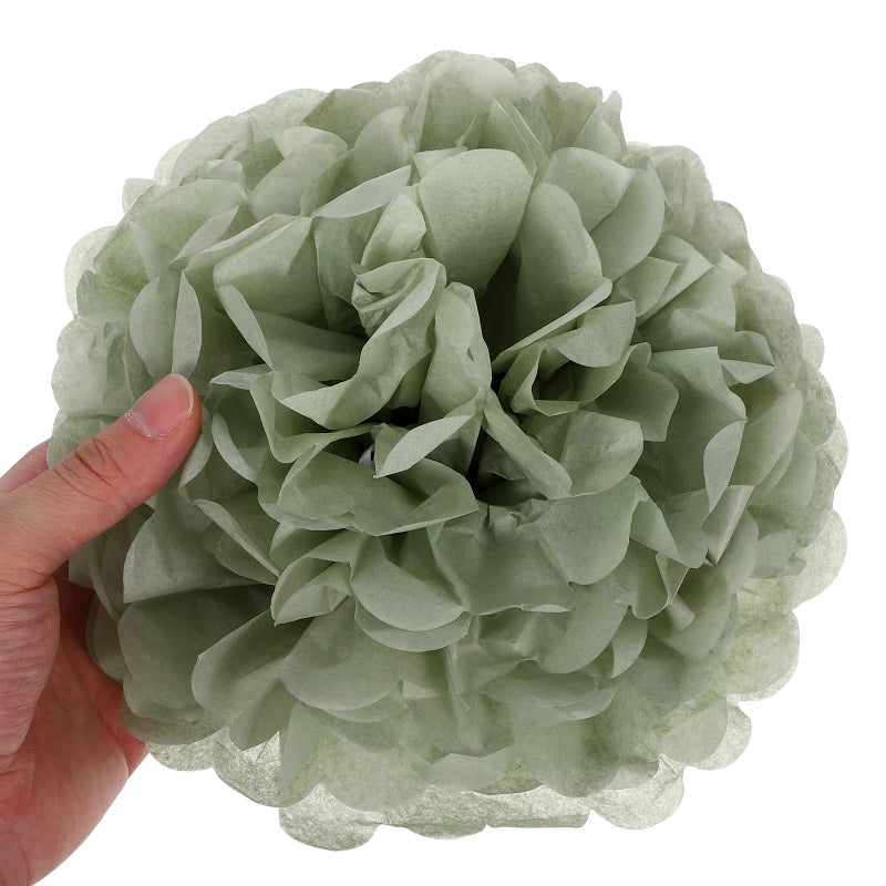 كرات الزهور المعلقة من ورق الأنسجة الأخضر 25 سم 30 سم لتزيينات حفلات أعياد الميلاد والزفاف - Image 5