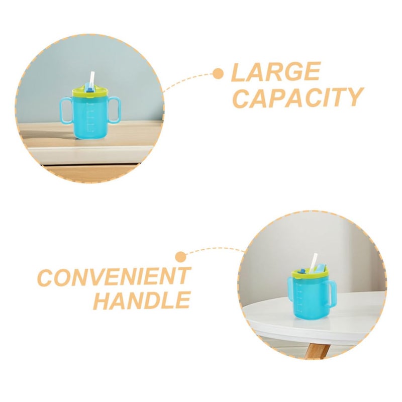 2 Pack Leakproof Straw Sippy Cup With Handle For Kids And Elderly Blue - Image 4