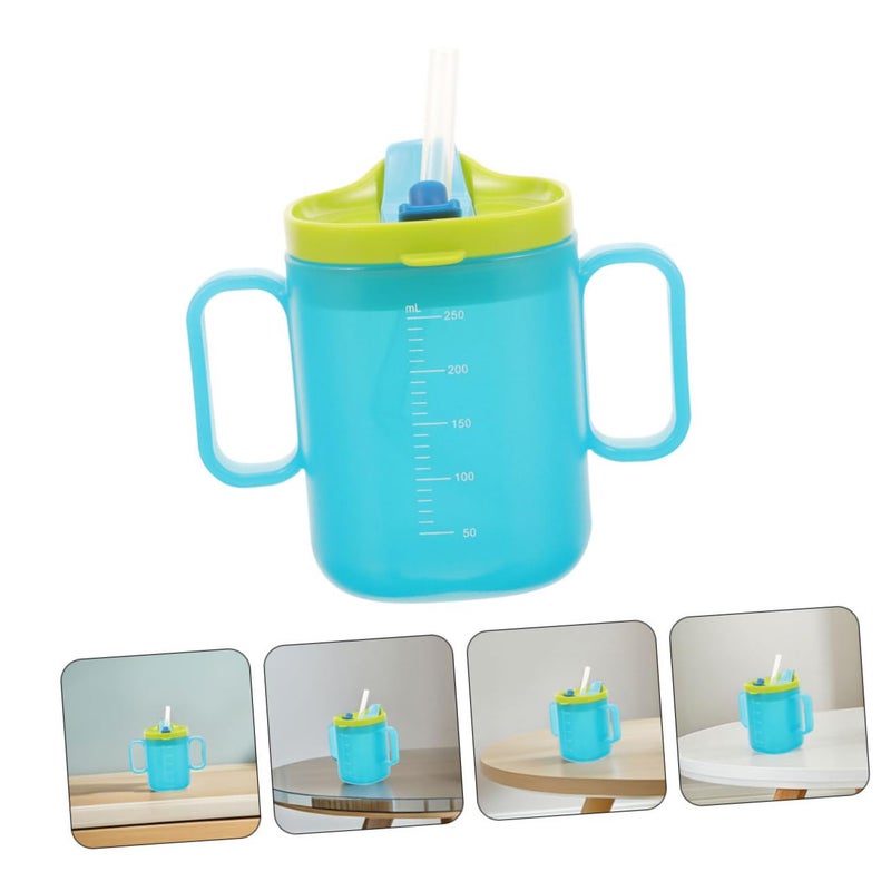 2 Pack Leakproof Straw Sippy Cup With Handle For Kids And Elderly Blue - Image 3