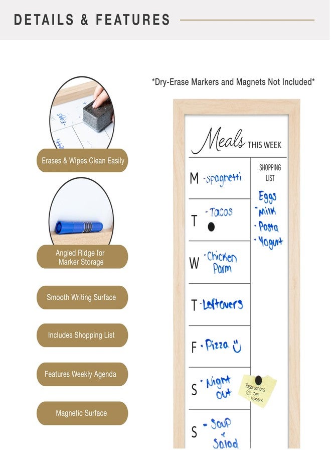 MCS Dry Erase Weekly Meal Planner 11x24 Natural Framed Calander Whiteboard for The Wall, Plan Your Meals for The Week, Family Weekly Planner for Dinners & More-Including Shopping List - Image 4