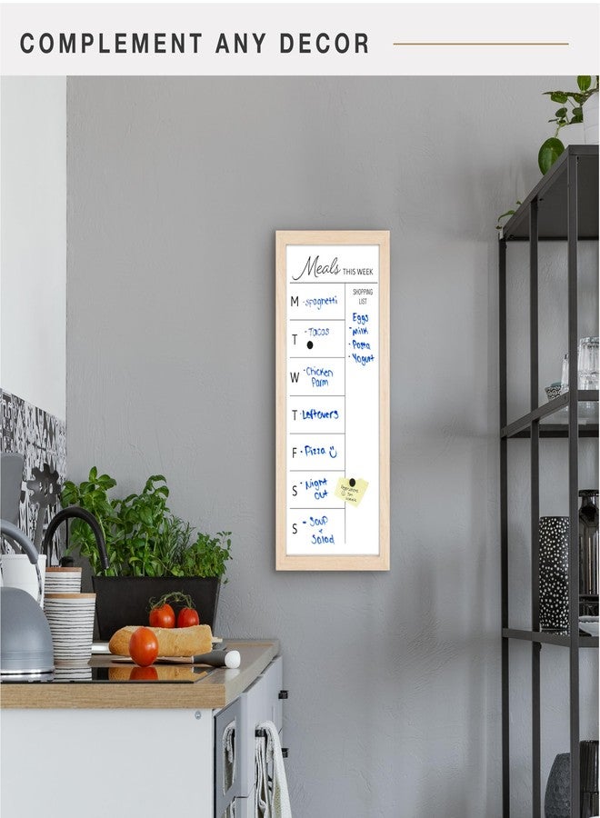 MCS Dry Erase Weekly Meal Planner 11x24 Natural Framed Calander Whiteboard for The Wall, Plan Your Meals for The Week, Family Weekly Planner for Dinners & More-Including Shopping List - Image 2