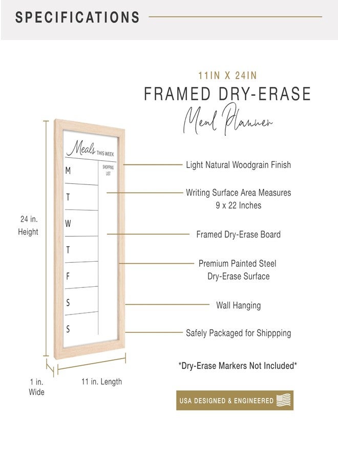MCS Dry Erase Weekly Meal Planner 11x24 Natural Framed Calander Whiteboard for The Wall, Plan Your Meals for The Week, Family Weekly Planner for Dinners & More-Including Shopping List - Image 3