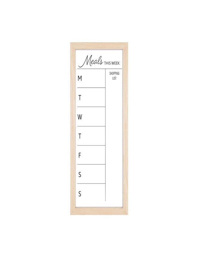 MCS Dry Erase Weekly Meal Planner 11x24 Natural Framed Calander Whiteboard for The Wall, Plan Your Meals for The Week, Family Weekly Planner for Dinners & More-Including Shopping List - Image 1