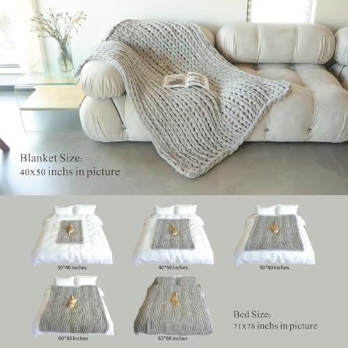 Maetoow Chenille Chunky Knit Blanket Throw （40×50 Inch）, Handmade Warm & Cozy Blanket Couch, Bed, Home Decor, Soft Breathable Fleece Banket, Christmas Thick and Giant Yarn Throws, Light Pink - Image 5