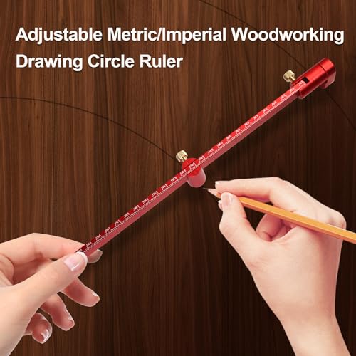 JCFANTS 550mm Woodworking Scribing Compass,Adjustable Large Size Circle Drawing Tool, Precision Marking Ruler, Durable Hand Tool for Woodworking Layout and Crafting, (Red) - Image 5