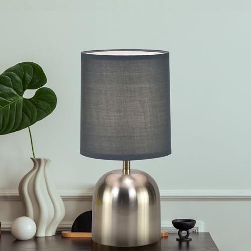 MAGIK Silver Shot LED Table Lamp (Nickel & Warm Grey Finish) | Includes 5W LED Bulb | Elegant Decorative Lamp for Bedroom, Living Room & Office | Compact Design | Ready to Use - Image 1