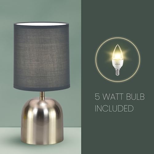 MAGIK Silver Shot LED Table Lamp (Nickel & Warm Grey Finish) | Includes 5W LED Bulb | Elegant Decorative Lamp for Bedroom, Living Room & Office | Compact Design | Ready to Use - Image 2