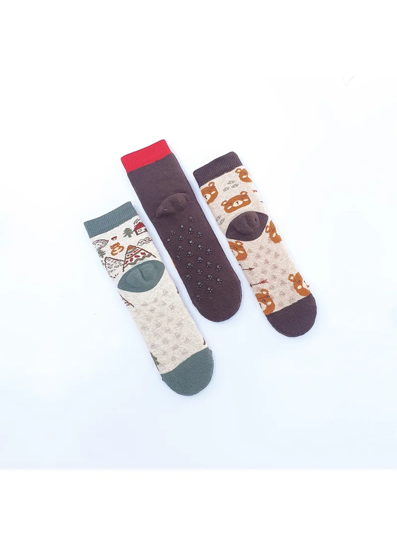 Mem Socks 3-pack Bear Patterned Anti-Slip Towel Children's Socks