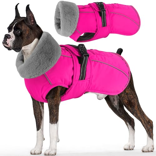 Dogcheer Dog Coat with Pocket Waterproof Dog Jacket with Adjustable Buckle Reflective Puppy Winter Coat Warm Turtleneck Fleece SnowJacket for Small Medium Large Dogs Pink S - Image 1