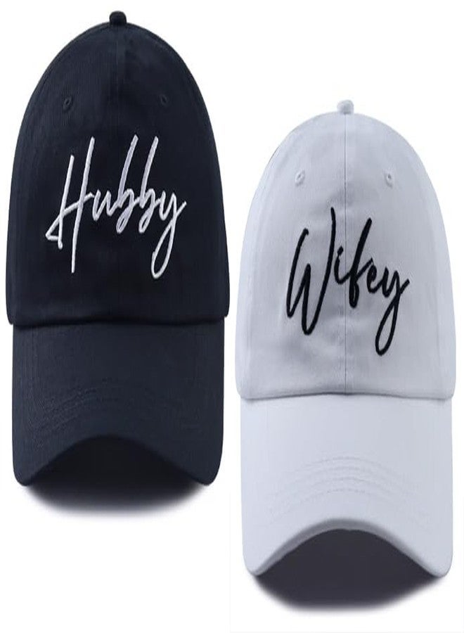 Wsaztulp Engagement Gifts for Couples, Groom Bride Gifts Hats, Wifey Hubby Baseball Cap, Valentines Anniversary Wedding Decorations for Husband Wife Mr Mrs Black White - Image 1