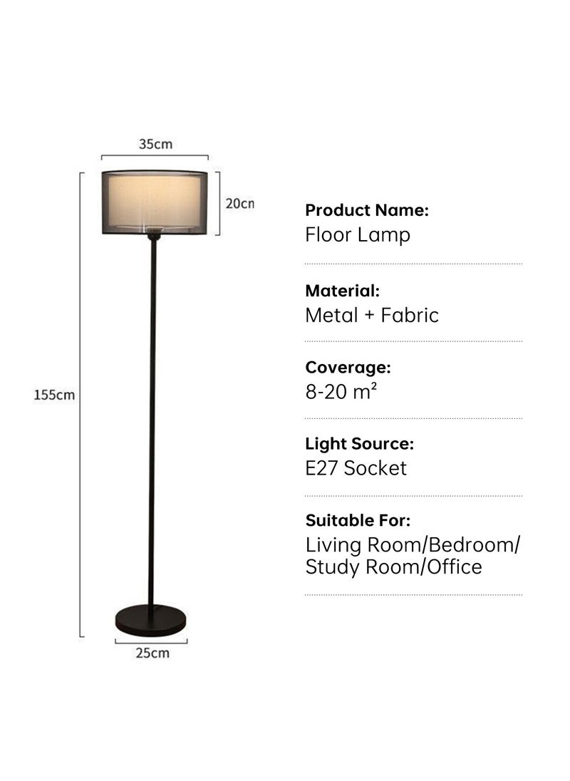 Perfin Floor Lamp with Dual-layer lampshade, Tri-color dimmable Vertical Standing Lamp Modern Minimalist Floor Lighting Home Living Room Office Decor, Remote Control Black Metal 12 Watt 25x25x155 cm  - Image 4