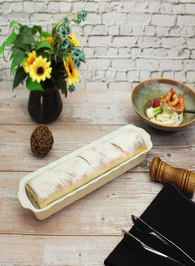 Creativity Home Ceramic Loaf pan, Set of 2, Rectangle Bakeware Baking Supplies Heritage Loaf Pan - Relatively long, for Cake Bread Meatloaf and More 16.3" x 4.1" (Cream olor) - Image 5