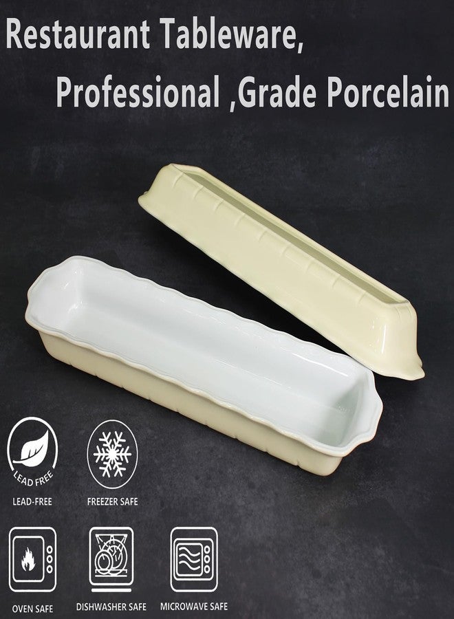 Creativity Home Ceramic Loaf pan, Set of 2, Rectangle Bakeware Baking Supplies Heritage Loaf Pan - Relatively long, for Cake Bread Meatloaf and More 16.3" x 4.1" (Cream olor) - Image 4