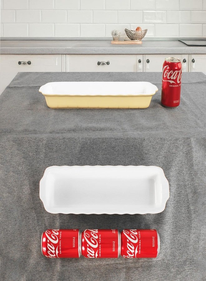 Creativity Home Ceramic Loaf pan, Set of 2, Rectangle Bakeware Baking Supplies Heritage Loaf Pan - Relatively long, for Cake Bread Meatloaf and More 16.3" x 4.1" (Cream olor) - Image 3