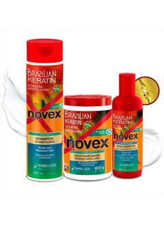 NOVEX Brazilian Keratin Max Liquid Treatment Bundle - Reconstructive Keratin, Frizz control & Damage Repair  - Image 1