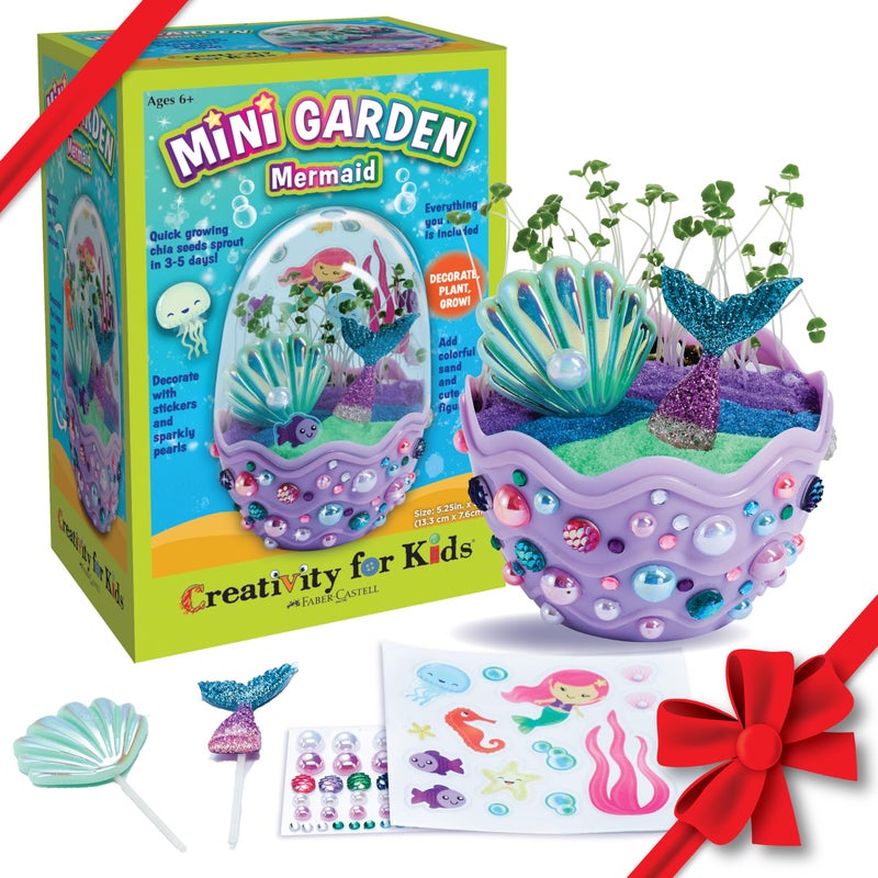 Creativity for Kids Mini Garden: Mermaid Terrarium Kit - Mermaid Gifts for Girls, Crafts and Toys, Holiday Stocking Stuffers for Kids (Ages 6+) - Image 1