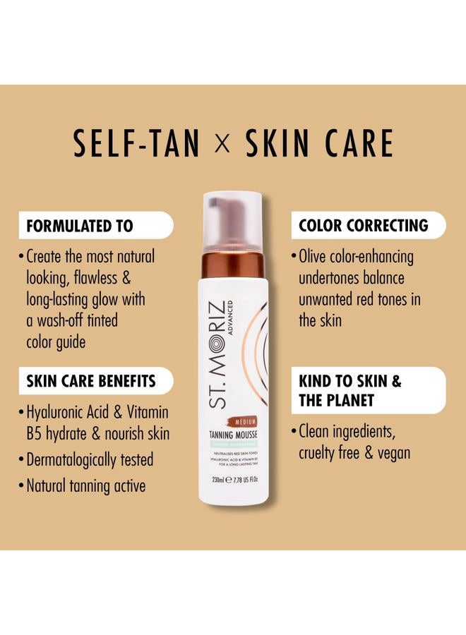 St. Moriz Advanced Color Correcting Self Tanner Mousse in Medium - 230ml - Color Correcting Instant Self Tanning Foam for Face & Body - Long Lasting & Streak Free Sunless Self Tanner - Image 2