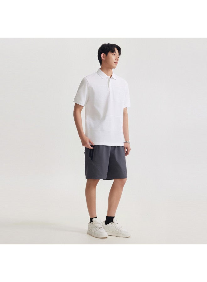 Cabbeen Men's Polo Shirt With Textured Jacquard Spliced Stripes Short Sleeve Men's Polo Shirt - Image 3