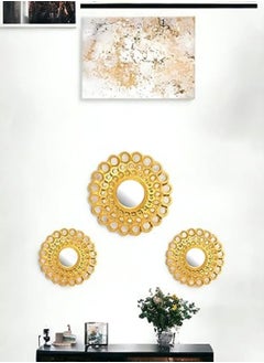UPSCALE Set of 3 Wall Mounted Decorative Mirrors for Living Room, Home Decor & Bedroom, Round Hanging Wall Decor Accessories  - Image 4