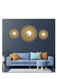 UPSCALE Set of 3 Wall Mounted Decorative Mirrors for Living Room, Home Decor & Bedroom, Round Hanging Wall Decor Accessories  - Image 2