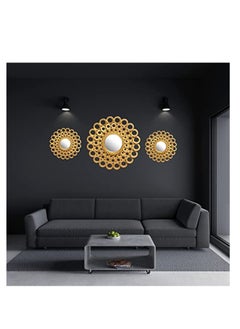 UPSCALE Set of 3 Wall Mounted Decorative Mirrors for Living Room, Home Decor & Bedroom, Round Hanging Wall Decor Accessories  - Image 3