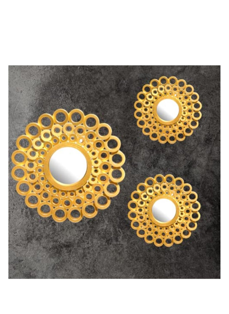 UPSCALE Set of 3 Wall Mounted Decorative Mirrors for Living Room, Home Decor & Bedroom, Round Hanging Wall Decor Accessories  - Image 1