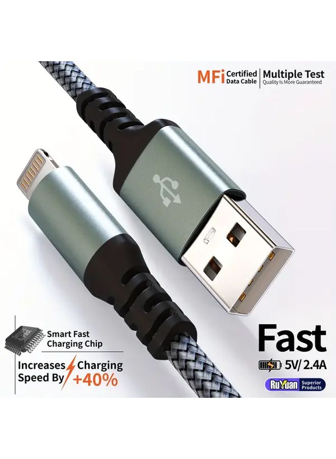 Black 2m 6.6ft USB to Lightning Fast Charging Cable for iPhone 14 13 12 11 Pro Max SE X 8 - Image 5