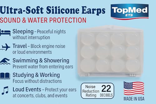 TOPMED ETS Top Med Soft Silicone Earplugs Value Pack, 6 Pairs Original Moldable Silicone Putty Ear Plugs for Sleeping, Snoring, Swimming, Travel - Image 4