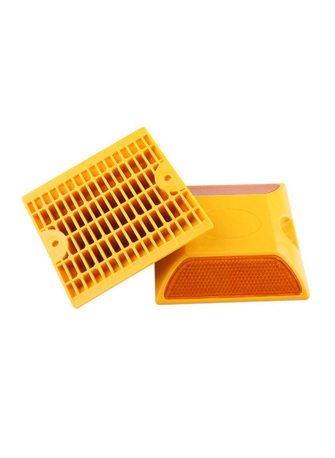 Comboss Comboss Road Reflectors 10 Pack 4 by 4 inch Street Pavement and Asphalt Stud Markers | Great for Speed Bumps Sidewalks Pedestrian Crossings Freeways and Driveways (Yellow)  - Image 1