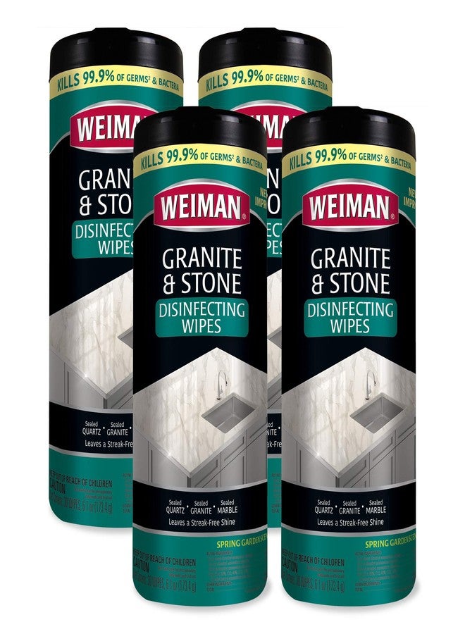 Weiman Granite Disinfectant Wipes - 30 Wipes - 4 Pack - Disinfect Clean and Shine Sealed Granite Marble Quartz Slate Limestone Soapstone Tile Countertops - Packaging May Vary - Image 1