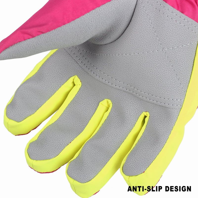AMYIPO Kids Winter Snow Ski Gloves Children Snowboard Gloves for Boys Girls (Pink-3, 4-5 Years) - Image 3