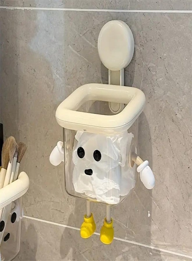KIMEE Cartoon Toothbrush Holder for Kids & Adults - Self Adhesive Wall Mounted Bathroom Storage Rack for Toothbrush, Toothpaste, Creams & Lotions | No-Drill Organizer