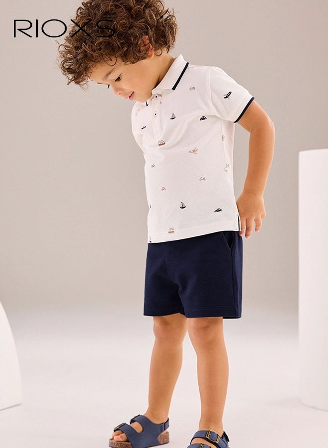 RIOXS Toddler Boys' Outfits, Boys Short Sleeve Polo Shirt And Shorts Set, Baby Boy Printed Golf Short Suits, Kids Summer Beach Outfits For Daily leisure/ School Wear, Comfy Outfits For Kids - Image 3