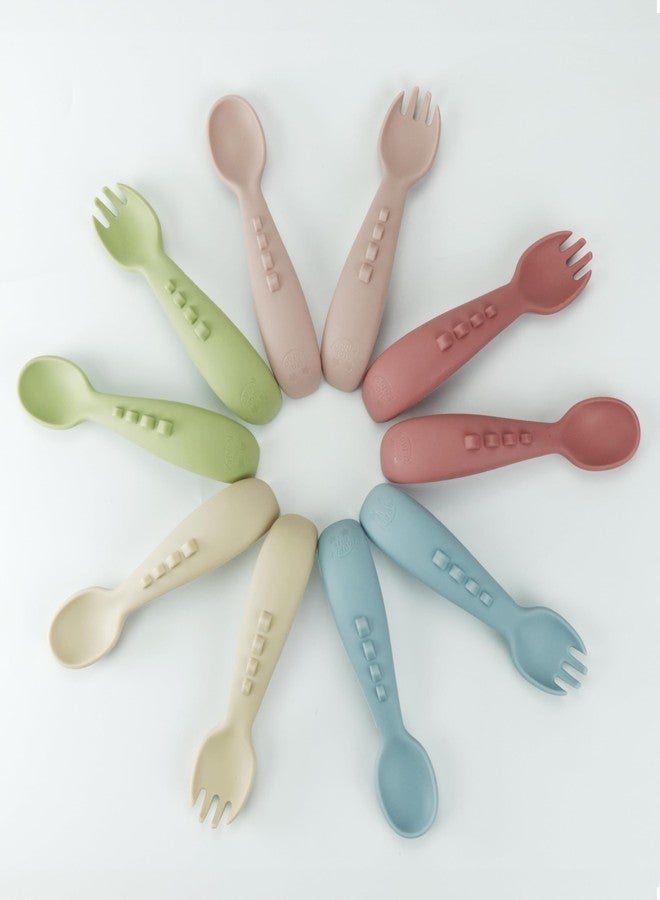 StarKiddo® Soft Silicone Spoon and Fork Set | Silicone Baby Cutlery| Baby Feeding Spoon and Fork| Training Feeding for Kids and Toddlers| BPA Free| Food Grade| Dishwasher Safe (Tea Green) - Image 5