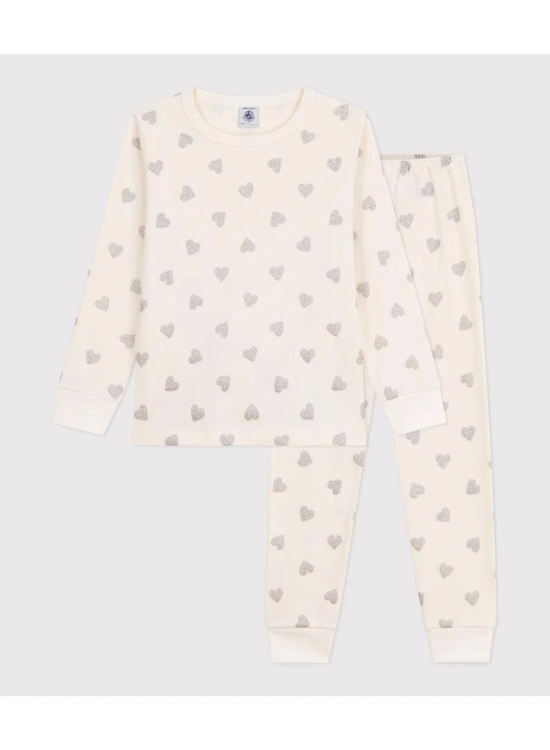 Petit Bateau Children's silvery heart print cotton pyjamas