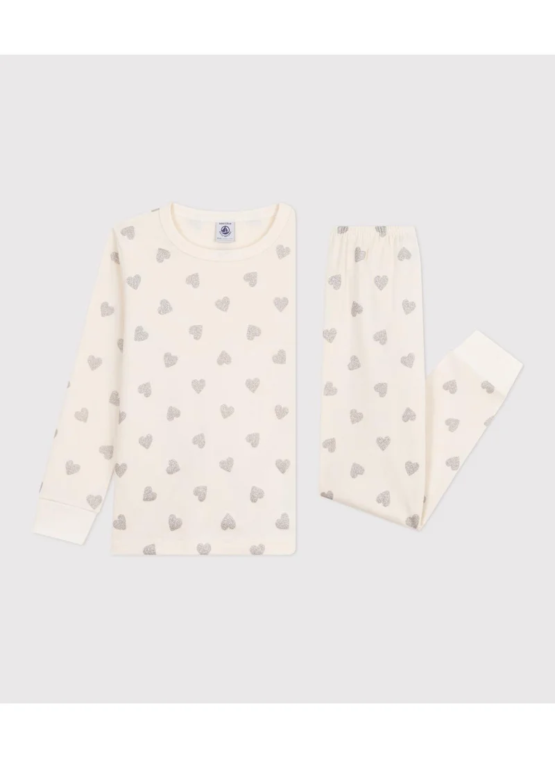 Petit Bateau Children's silvery heart print cotton pyjamas