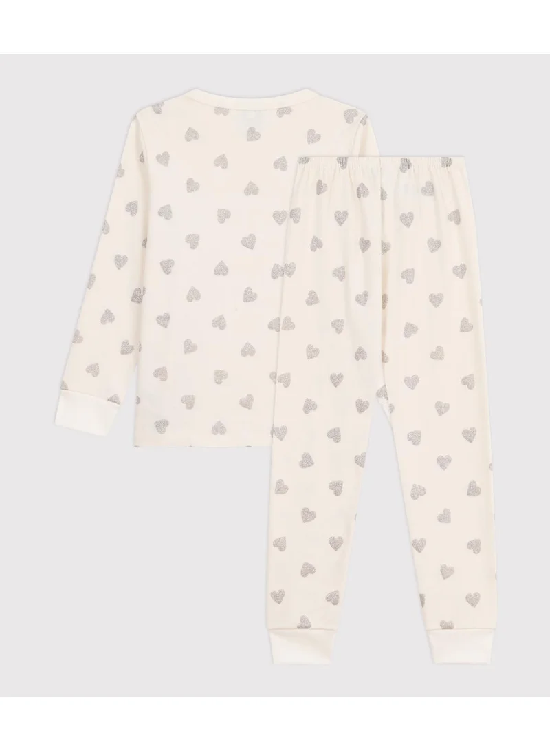 Petit Bateau Children's silvery heart print cotton pyjamas