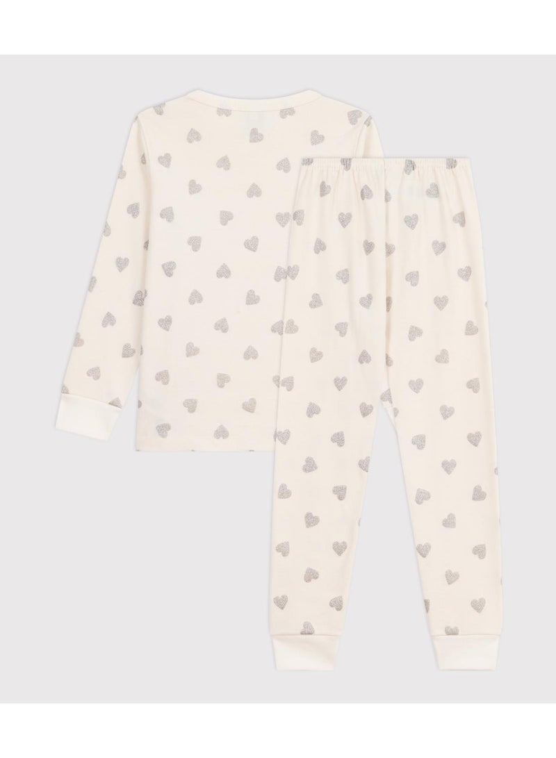 Petit Bateau Children's silvery heart print cotton pyjamas - Image 3