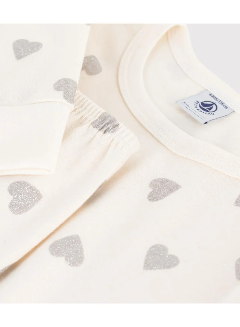 Petit Bateau Children's silvery heart print cotton pyjamas