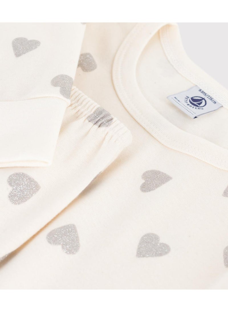 Petit Bateau Children's silvery heart print cotton pyjamas - Image 4