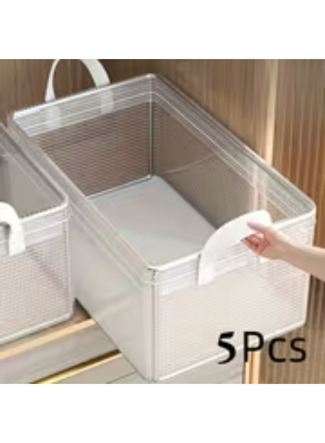 erorex 5pcs Foldable Storage Boxes with Rigid Bottom | Space-Saving Pants and T-Shirt Organizer for Home, Kitchen, Wardrobe, and Underwear Storage, Shelf Baskets - Image 3