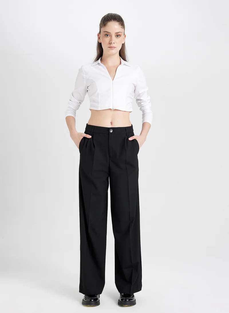 DeFacto Wide Leg High Waist Welt Pocket Plain Classic Pants