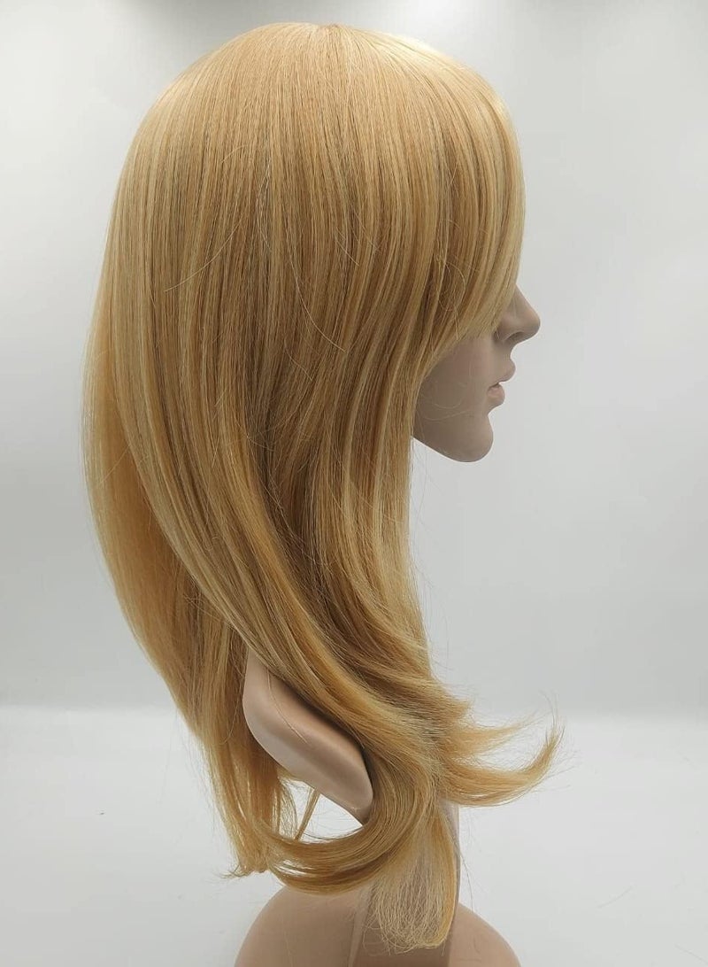 Estelle Hair Long Wavy Wig With Bangs High Synthetic Heat Resistant Wigs Curly Wavy Hair Wigs for Women Girls Beauty Fashion Natural Looking Curly Hair (Medium, Light Brown) - Image 2