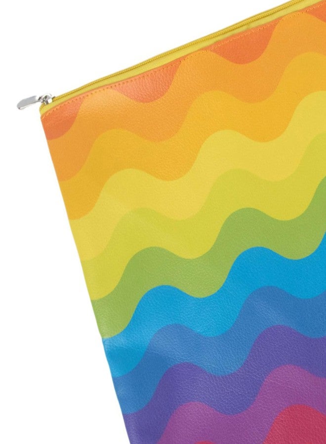 Premsons® Rainbow Wavy Print Leather Pouch (Medium) | Vibrant Abstract Design, Premium Finish, Zip Closure, Multipurpose Storage - Image 4