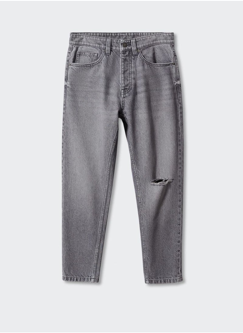 MANGO - Youth Light Wash Ripped Jeans - Image 1