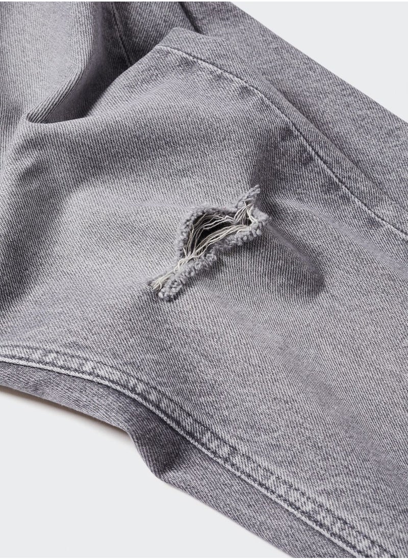 MANGO - Youth Light Wash Ripped Jeans - Image 1
