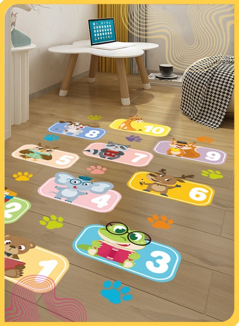 DURKU 3 Roll Animal Number Grid Floor Stickers with Colorful Animal Paw Prints, DIY Wall Stickers, Hopscotch Game Decals for Kids’ Bedroom, Classroom & Corridor Decor - Image 2